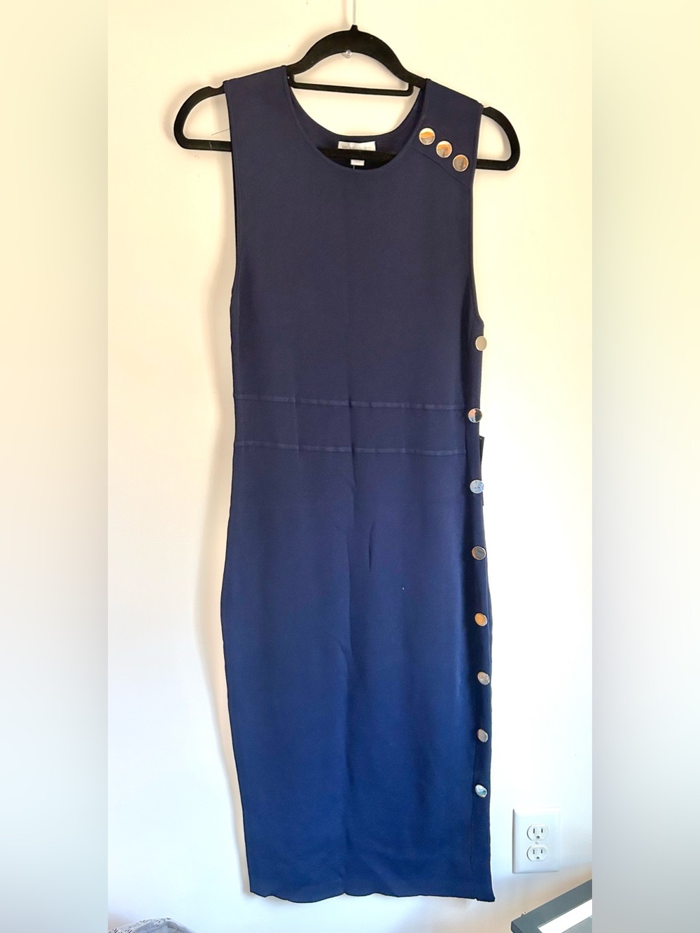 New York & Company Deep Navy Round Neck Maxi Sweater Dress size Medium